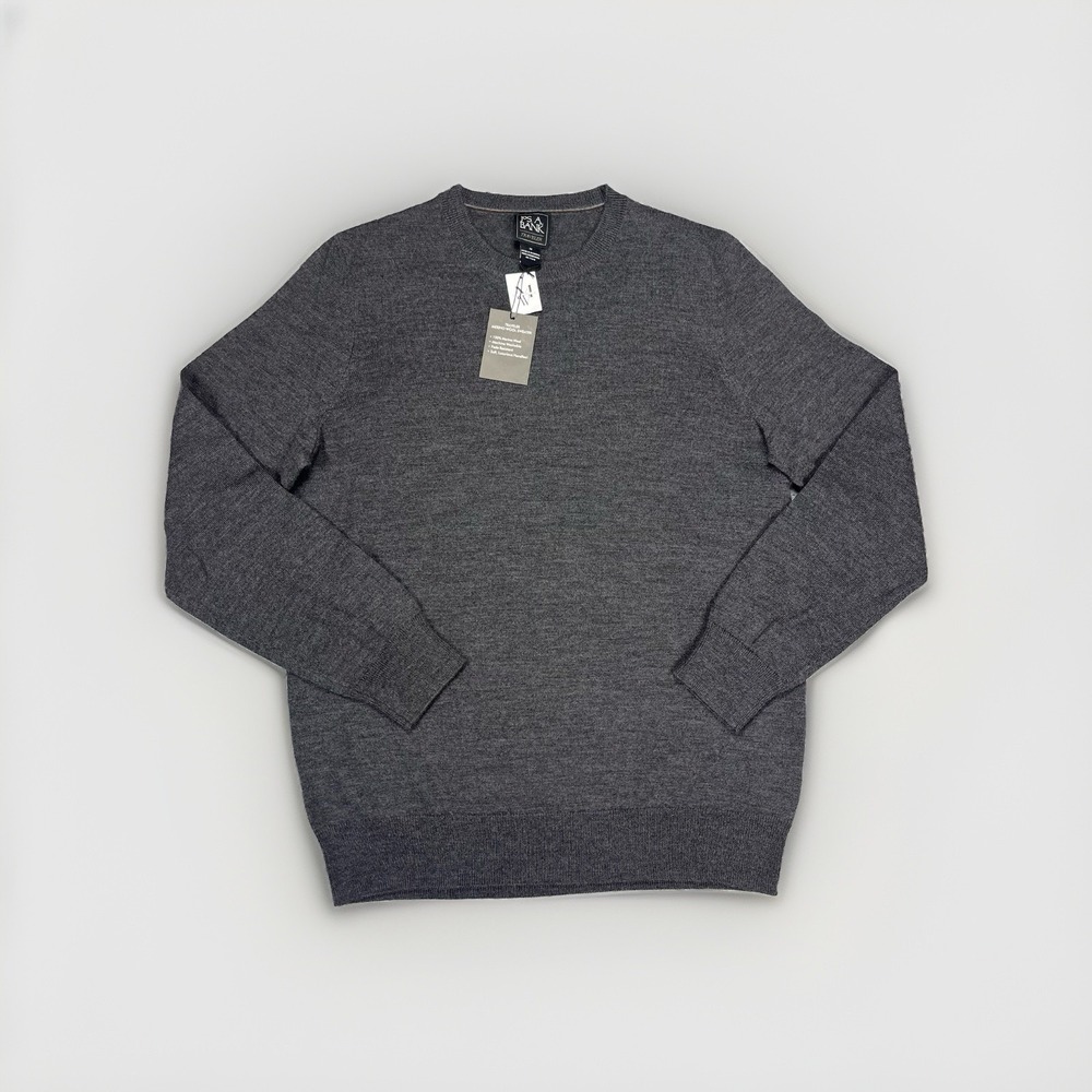 Jos. A. Bank Sweater Mens Medium Gray 100 Merino Wool Traveler Crewneck NWT